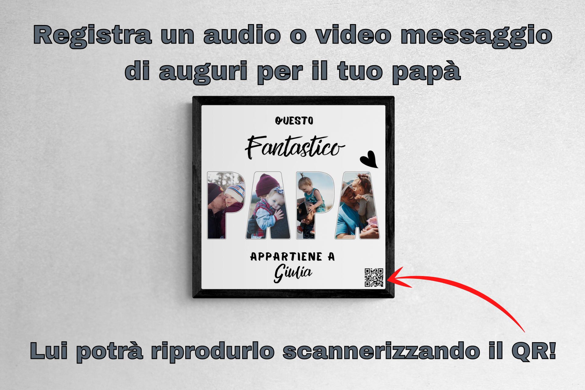 Regalo festa del Papà - Idea regalo per il Papà - Quadro personalizzato per  il Papà - Quadretto Papà con fotografie